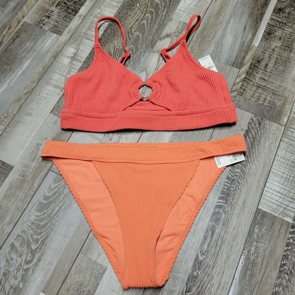 New Aerie Crinkle Scoop Cutout Cheeky Bikini Size Large